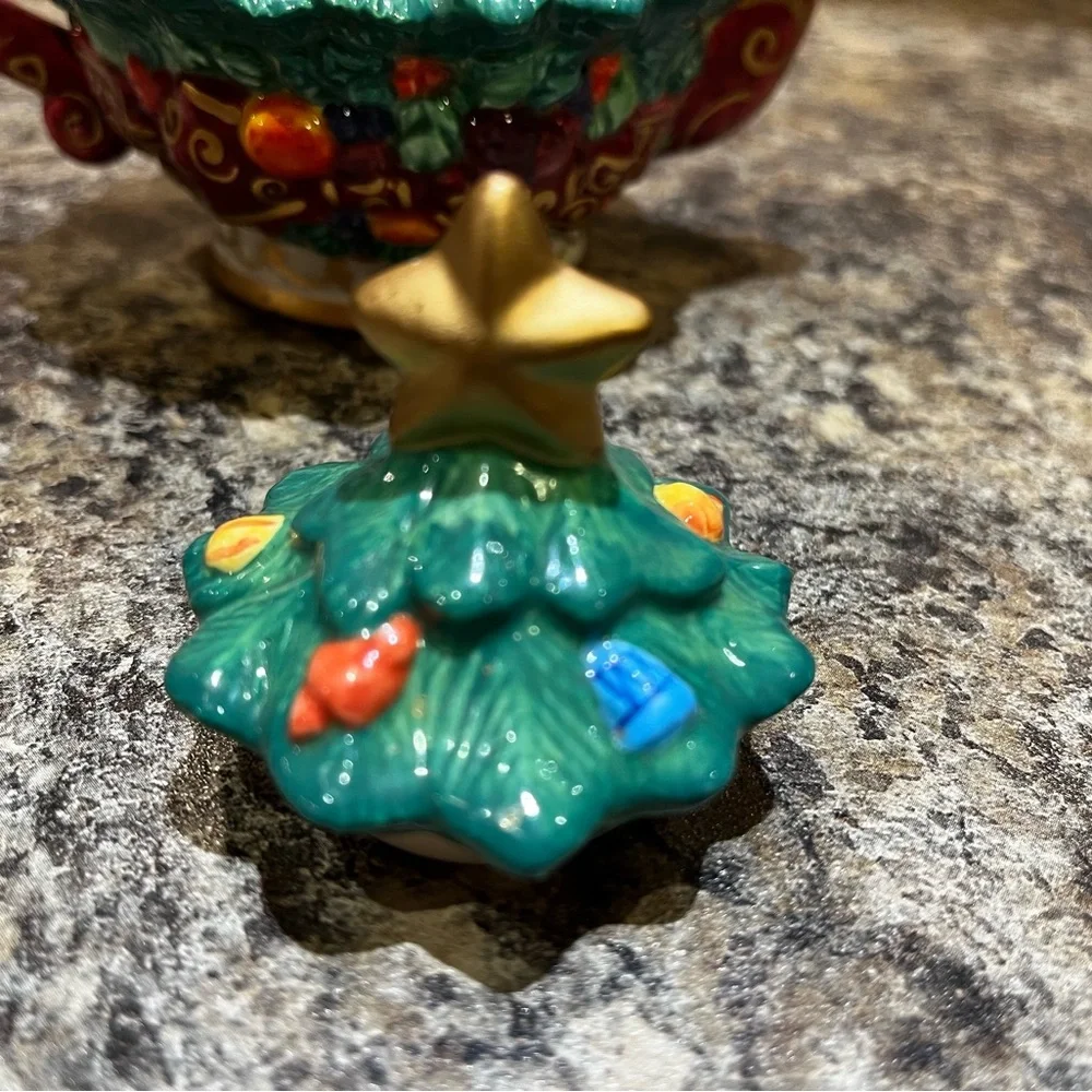 Bella Casa by Ganz Christmas Tree Tea Set Vintage Holidays Colorful Decoration - Picture 6 of 15